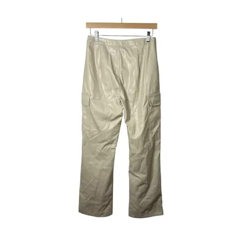 Salty LA Women’s Leather Wide Leg Cargo Pants Beige Size M
