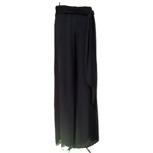 Vintage 90's/Y2K Lined Tie Waist Palazzo Pants Black Size Small