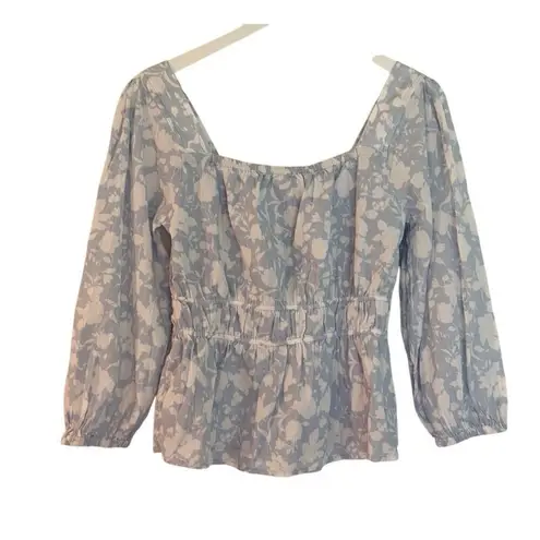 Free Assembly NWT blue floral cottage core smocked waist blouse small