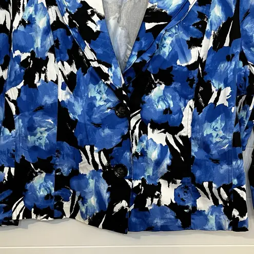 Toni Morgan Women's Blue Dress Blazer Buttons Floral Chic 1X