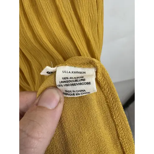Ulla Johnson Sonja Midi Dress Women 6 Yellow 100% Silk Peasant Prairie Milk Maid