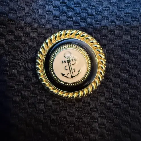 Oleg Cassini Vintage Black Blazer Jacket Skirt Set 8 Office Suit Gold Button