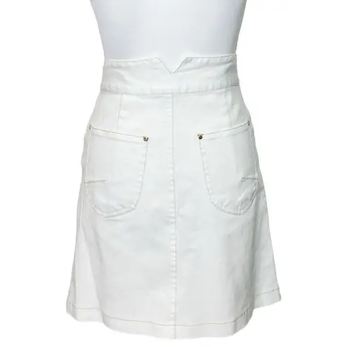 Sabina Musayev McKenna Mini Skirt High Rise Denim White Women’s Size S