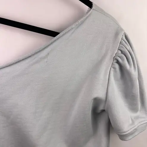 Cami NYC Beck Top, Glacier Blue, 100% Cotton, One Shoulder Puff Sleeve