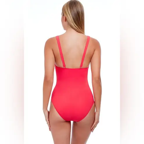 Profile  by Gottex Bellini Coral Deep V Halter One Piece Swimsuit