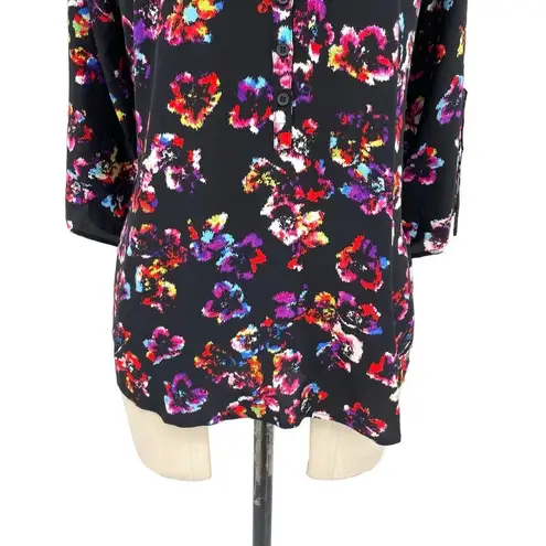 Yumi Kim Yumi Top In Black Floral Print Silk Size XS