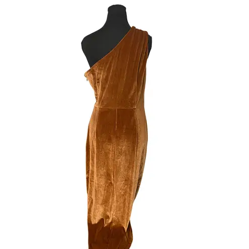 Baltic Born Kourtney Velvet One Shoulder Midi Dress in Spice L Holiday Fall