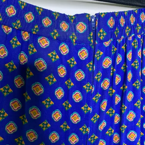 F Stop Blue Patterned Split Skirt Gaucho Sz Small