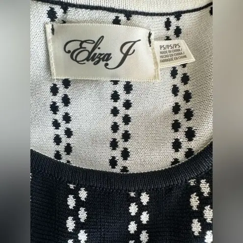 Eliza J . Stippled Jacquard Dots Fit Flare Sleeveless Sweater Knit Dress Size PS
