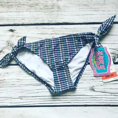Coco Rave Blue Gingham Plaid Printed Swim Bikini Bottom XS