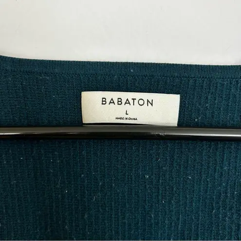 Babaton Aritzia Sculpt Knit Sweetheart Longsleeve Top Size Large Deep Teal Blue