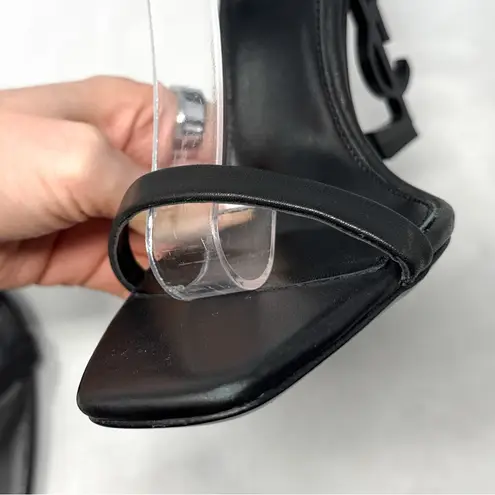 Saint Laurent NEW Opyum 110 YSL Cassandre Leather Stiletto Sandal Heels Black 41
