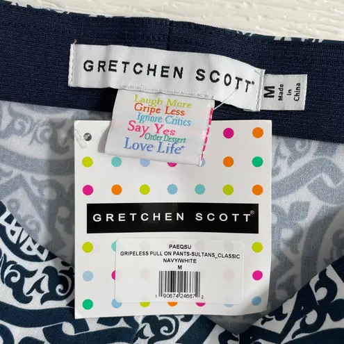 Gretchen Scott NWT Gripeless Pull On Pants Sultan's Dining Room Navy White Sz M - Image 6