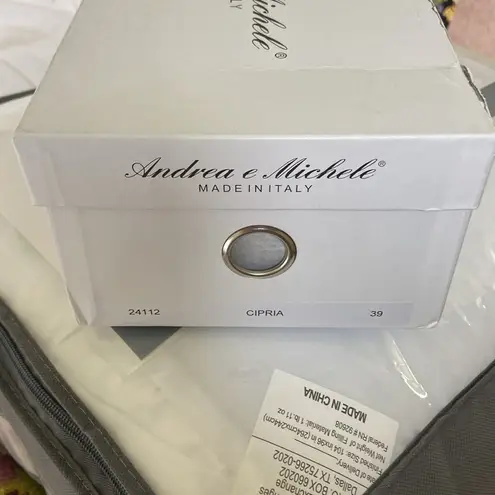 Andrea e Michele Cipria Raffia Bling Wedge Sandals (Sz 39) Pink Rhinestone NIB