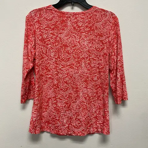 Fresh Produce Women's Red Floral Print Twist Front Stretchy Casual Top Size L