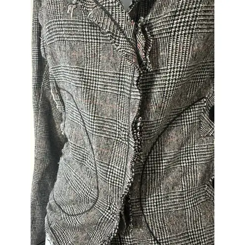 WYETH Todd Magill Plaid Cropped Frayed Deconstructed Blazer Jacket Wool Silk Sm