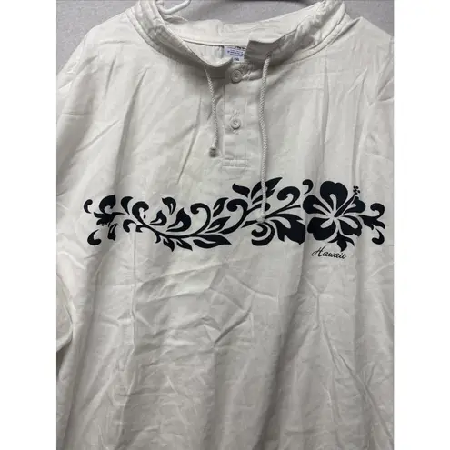 Crazy Shirts White Tropical Flowers Shirt XXL Drawstring Button Up USA Style 271