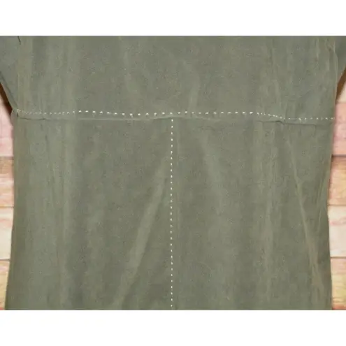 White Stag Ladies Green Faux Suede Sleeveless Maxi Dress Size L 12/14 90's Y2K