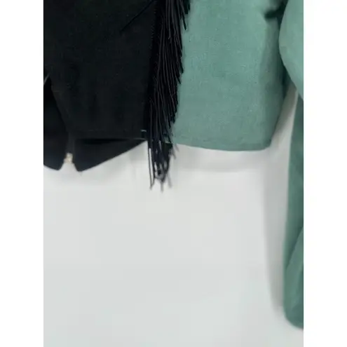 Vtg 1849 Authentic Ranchwear Set Skirt Medium Western Boho Rodeo Aztec Fringe Green