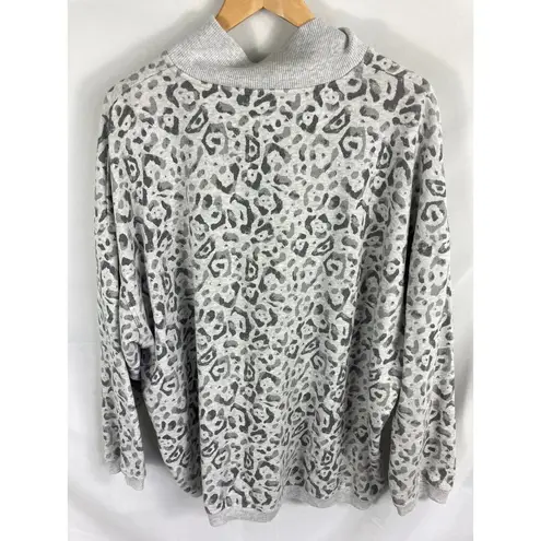 Aerie  Animal Print 1/4 Zip Oversized Sweatshirt Size Large