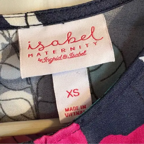 Ingrid and Isabel Floral Cold Shoulder Maternity Top Size XS Casual Loose Navy Blue