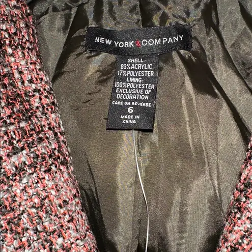 New York And Company  Burgundy Tweed Jacket with Fringe size 6 new with tags