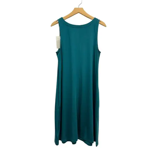 Garnet Hill Sleeveless Button-Front Knit Tank Dress in Teal size Medium NWT