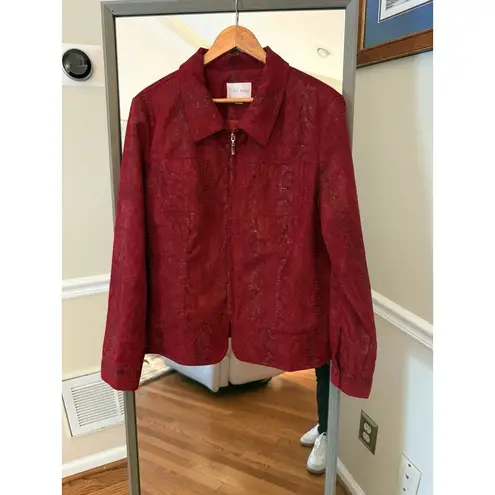 Erin London Red Faux Suede Snake Print Jacket Size M