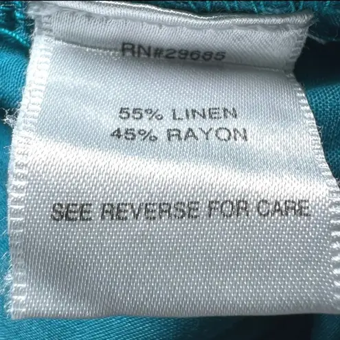 Pendleton Linen Blend Wide Leg Pants Womens 10 Teal Blue Lightweight Boho Casual