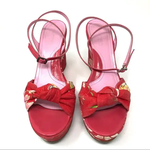 via spiga fabric ankle strap wedge sandals, Italy, size 9