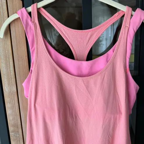 Lululemon  All Sport Support Tank neon Flash Light built in bra coral layered