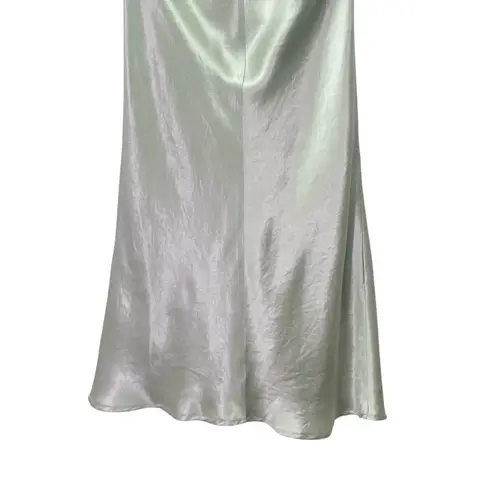 Babaton  Lato Halter Mini Slip Dress Silver Sage Green Satin Bias Cut Size Small