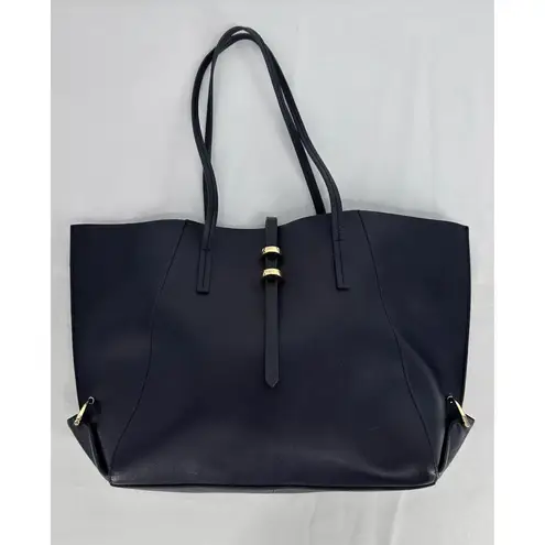 Zac Posen ZAC Dark Blue Folded Gusset Leather Tote Bag Purse