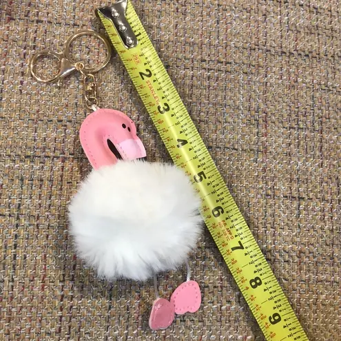Flamingo Pom Pom Hangtag Pocket Book Purse Bag Decoration Keychain
