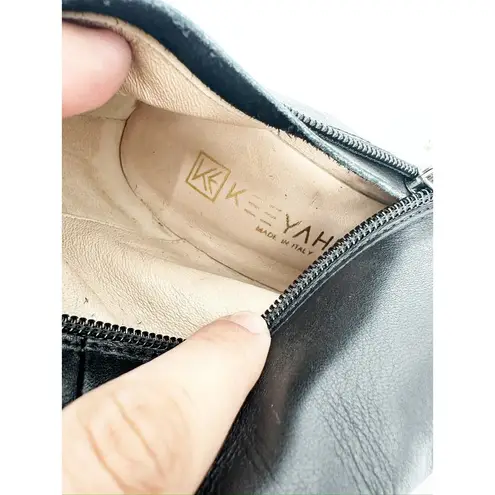 Keeyahri Zerina Silver Ribbon Heel OTK Boots Black Leather 36.5 Size 6.5