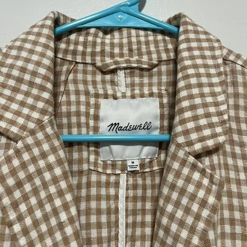 Madewell  Linen Dorset Blazer in Gingham Check Size Medium