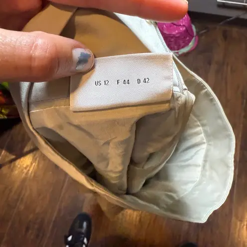 Akris Punto Khaki Drop Waist Pleated Skirt NWT Size 12