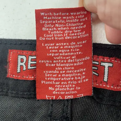 Red Rivet Junior 11 Flare Jeans Black Flap Embroidered Pockets Mid Rise Stretch - Image 11