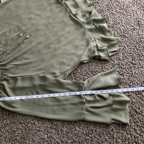 CURE. Sage Green Ruffle Peasant Blouse, 1X Size undefined