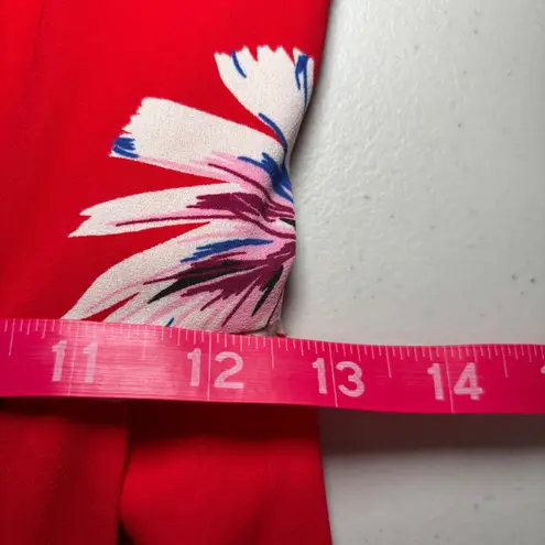 EXPRESS  Red Strapless Palm Floral Print Dress 2 Wrap Skirt Slit Boning‎ - Image 8