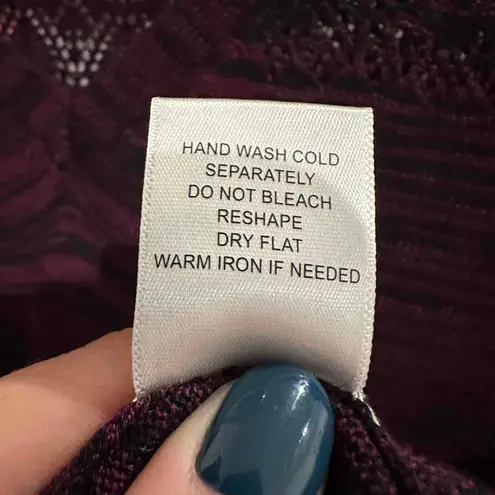 Lety & Me Womens Purple V Neck 3/4 Sleeve Pullover Sweater S Whimsigoth Goth Purple