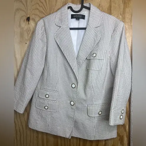 Kasper Pinstripe Suit Seersucker Fabric full lined classic workwear staple Sz 10 - Image 4