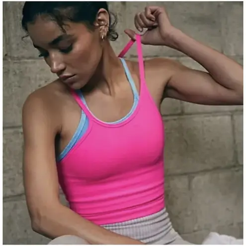 FREE PEOPLE Movement Happiness Runs Crop Tank in Hot Pink X