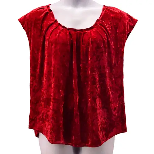 LC Lauren Conrad Red Velvet Top XL‎ Holiday Christmas Party NYE Event Bow Detail - Image 1