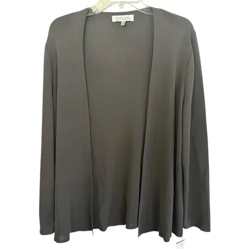 ESCADA Cardigan Sweater Womens Size 42 Gray Wool Knit Open Front Quiet Luxury