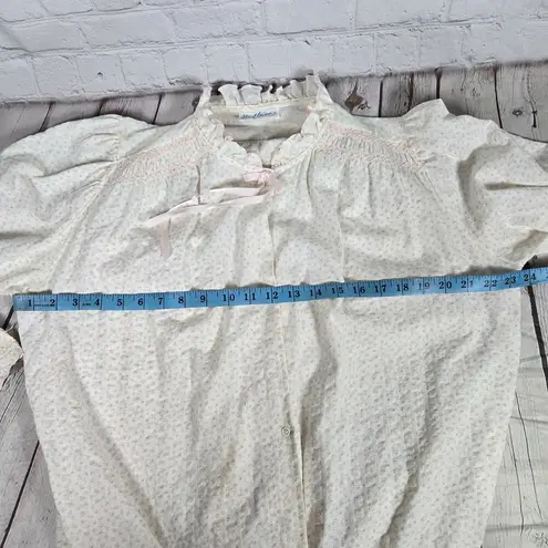 Vintage Miss Elaine 80s ILGWU Made In USA Floral Long Sleeve Button Up Nightgown Size M