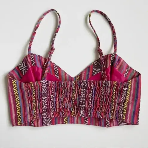Show Me Your Mumu  Tai Bandeau Crop Top Size Small Piñata Pink Textile Festival