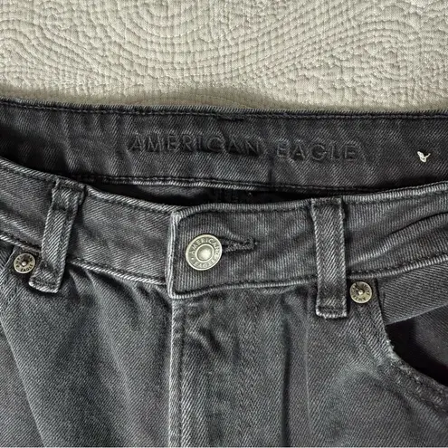 American Eagle  Black Mom Jeans Womens 12 Regular Distressed Destroyed High Rise