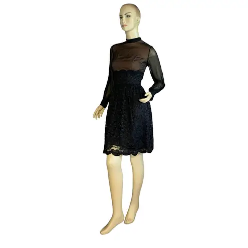 VINTAGE 1960'S MISS SOPHISTICATE FRANCES HENAGHAN BLACK SILK LACE DRESS (XS)