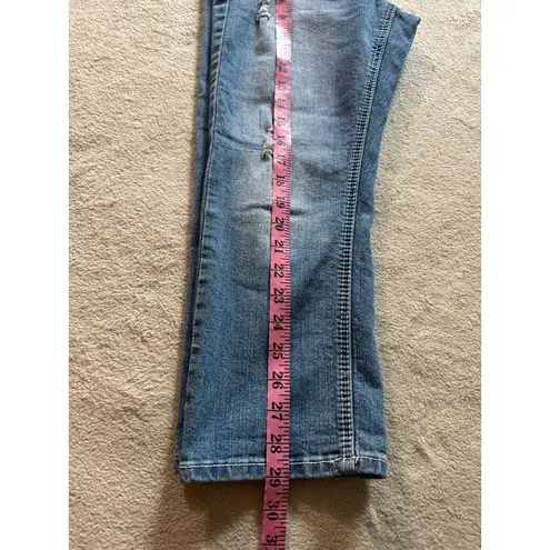 Love Nation Capri Blue Jeans Medium Wash Rhinestone Jeweled Pants Sz 8